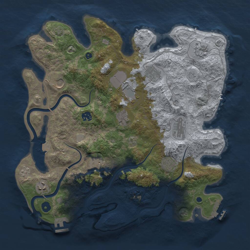 Rust Map: Procedural Map, Size: 3800, Seed: 168888703, 17 Monuments