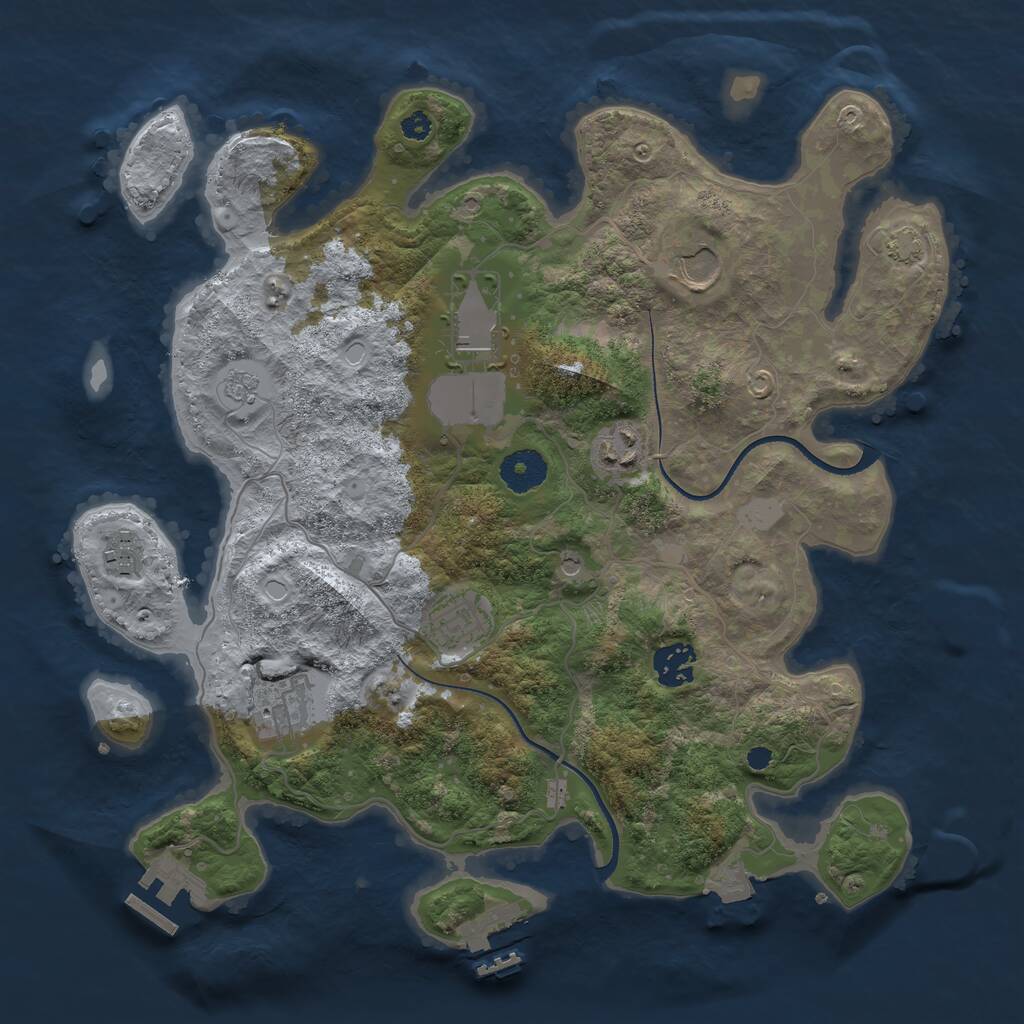 Rust Map: Procedural Map, Size: 3500, Seed: 551243619, 13 Monuments
