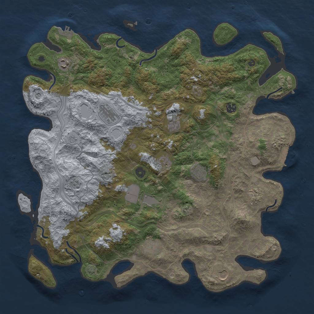 Rust Map: Procedural Map, Size: 4500, Seed: 2028, 19 Monuments