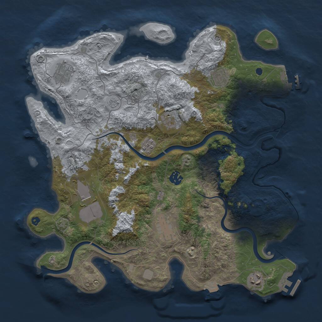 Rust Map: Procedural Map, Size: 3700, Seed: 52, 15 Monuments