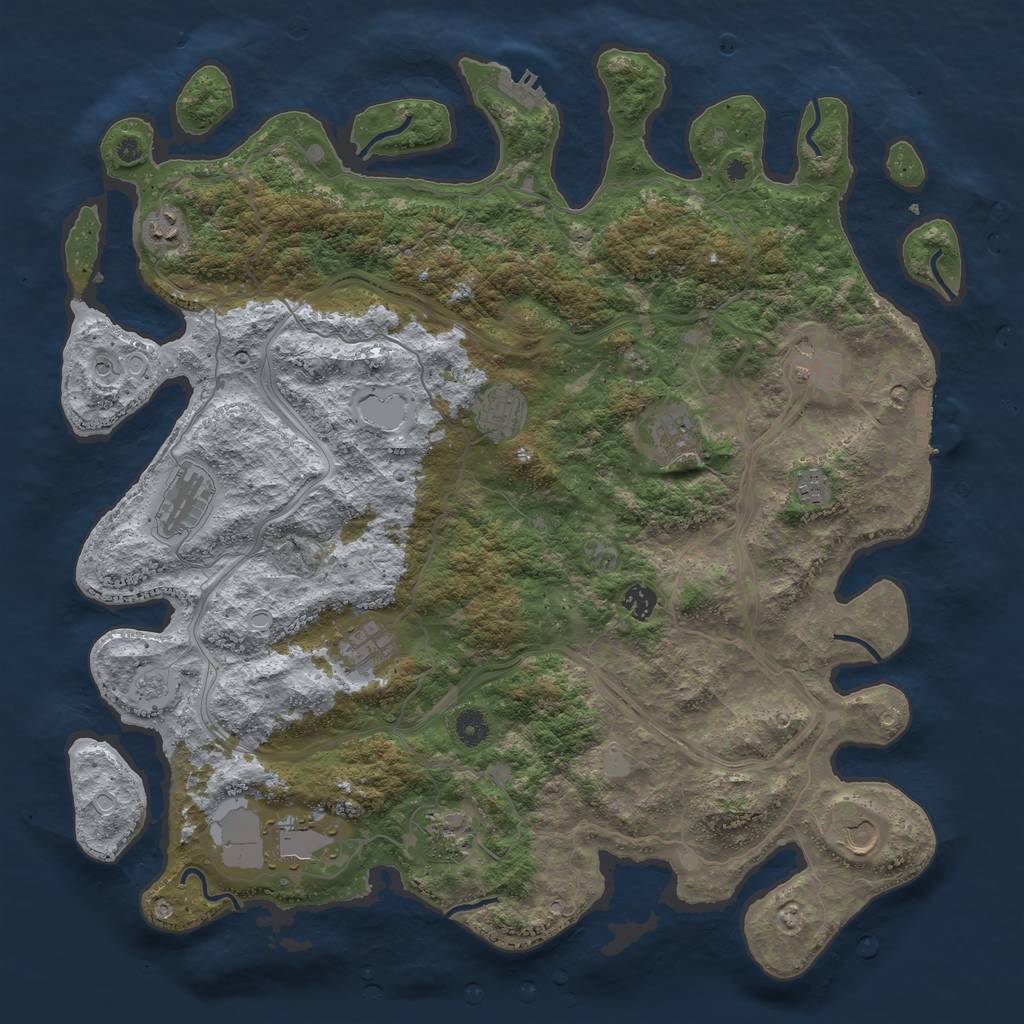 Rust Map: Procedural Map, Size: 4500, Seed: 83815440, 18 Monuments