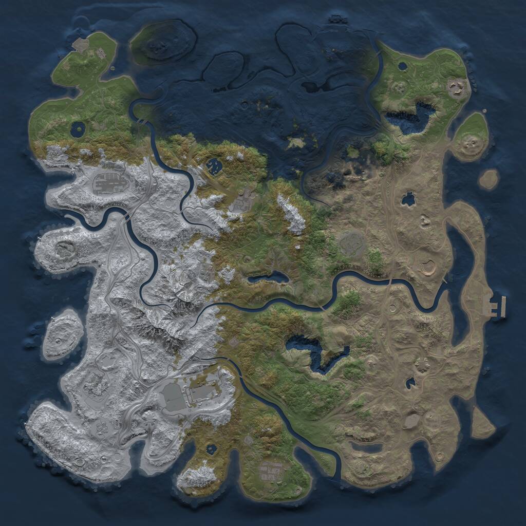 Rust Map: Procedural Map, Size: 5000, Seed: 424532044, 17 Monuments