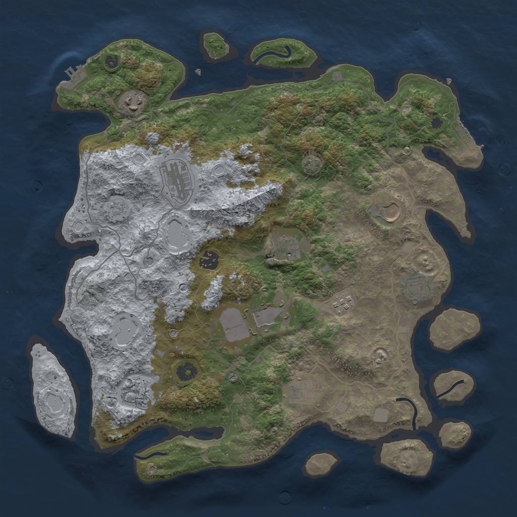 Rust Map: Procedural Map, Size: 4000, Seed: 364032, 18 Monuments