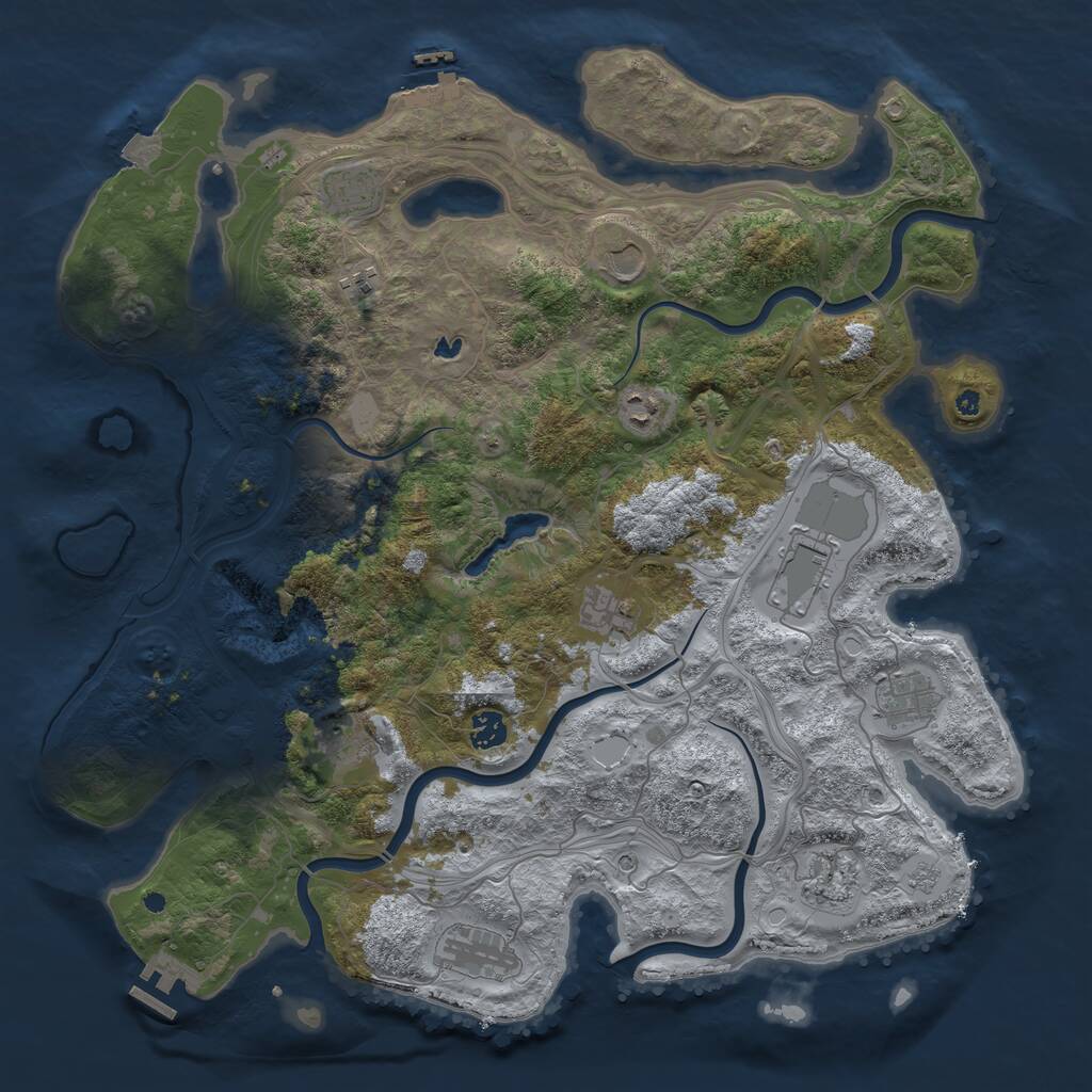 Rust Map: Procedural Map, Size: 4300, Seed: 780044, 17 Monuments