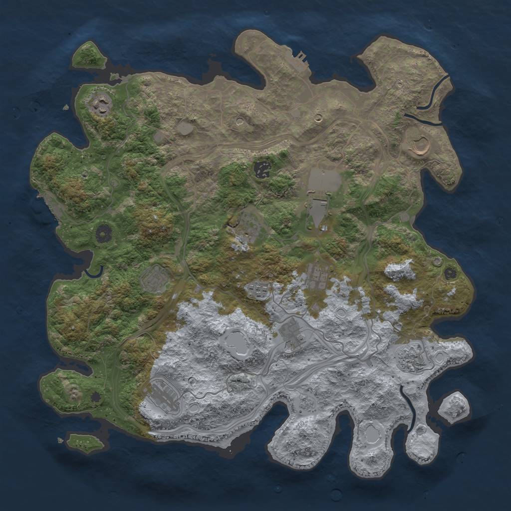 Rust Map: Procedural Map, Size: 4250, Seed: 833577, 18 Monuments