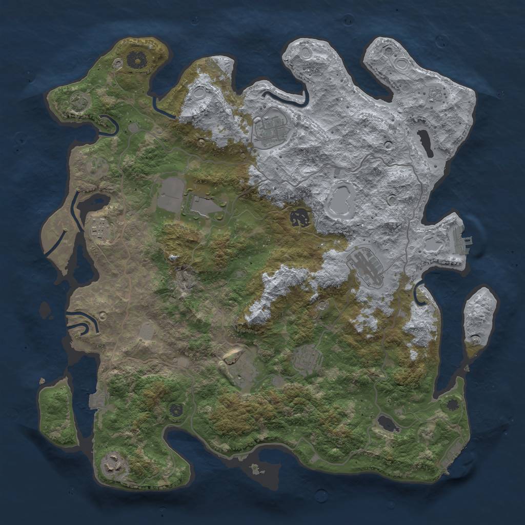 Rust Map: Procedural Map, Size: 4000, Seed: 1983453026, 16 Monuments