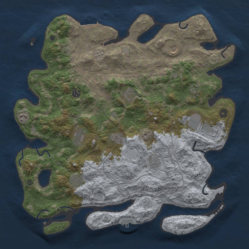 Rust Map: Procedural Map, Size: 4250, Seed: 561576024, 19 Monuments