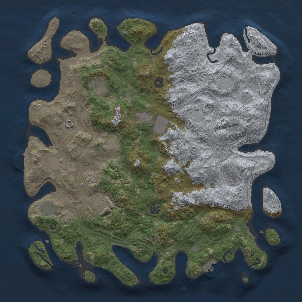 Rust Map: Procedural Map, Size: 4500, Seed: 631093228, 16 Monuments