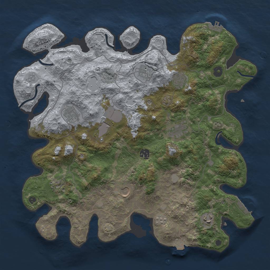 Rust Map: Procedural Map, Size: 4000, Seed: 3364981, 18 Monuments