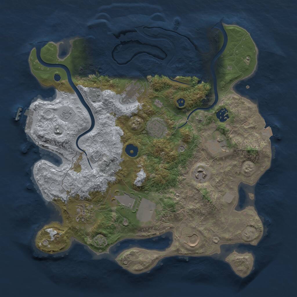 Rust Map: Procedural Map, Size: 3500, Seed: 1320660877, 15 Monuments