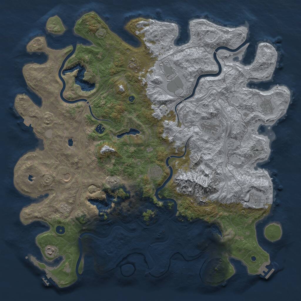 Rust Map: Procedural Map, Size: 5000, Seed: 1811115216, 16 Monuments