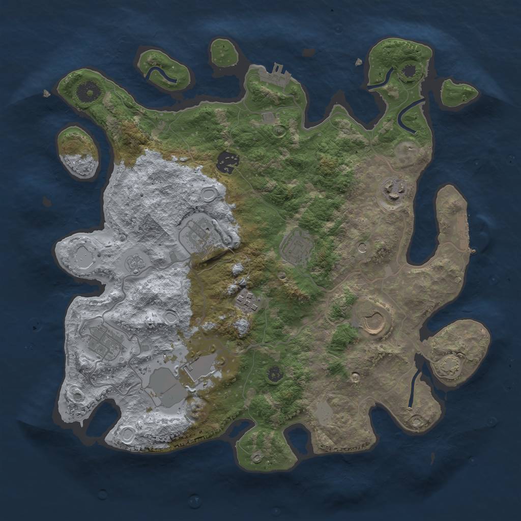 Rust Map: Procedural Map, Size: 3500, Seed: 1402316949, 16 Monuments