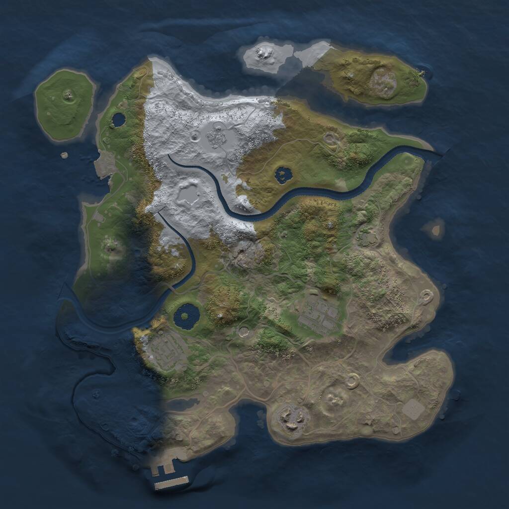 Rust Map: Procedural Map, Size: 3000, Seed: 523410005, 8 Monuments