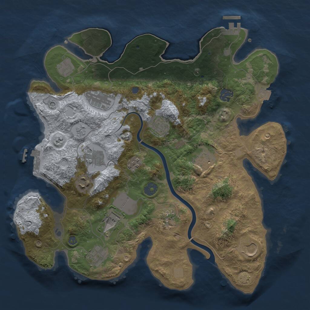 Rust Map: Procedural Map, Size: 3500, Seed: 1690665045, 19 Monuments