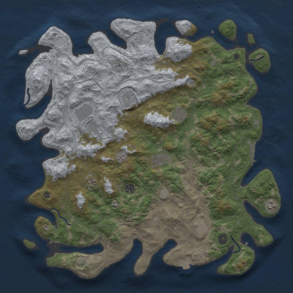 Rust Map: Procedural Map, Size: 4500, Seed: 47825682, 16 Monuments
