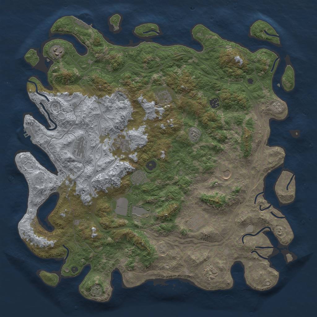 Rust Map: Procedural Map, Size: 4800, Seed: 648795173, 19 Monuments
