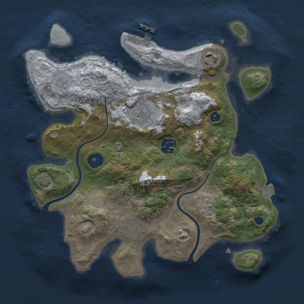 Rust Map: Procedural Map, Size: 3000, Seed: 422984217, 10 Monuments