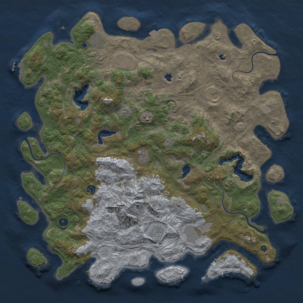 Rust Map: Procedural Map, Size: 5000, Seed: 209723, 14 Monuments