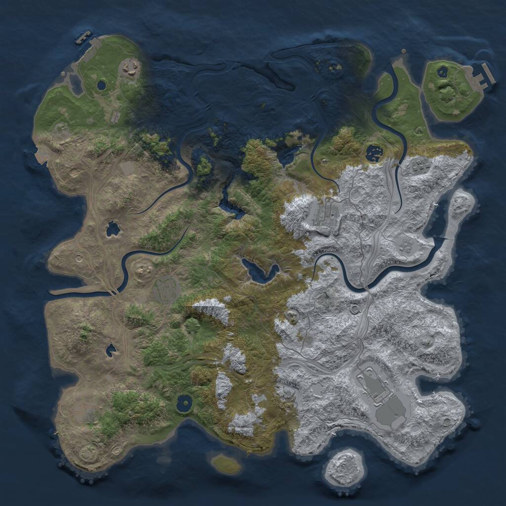 Rust Map: Procedural Map, Size: 4500, Seed: 1066400329, 14 Monuments