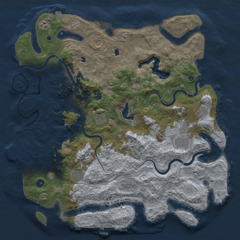Rust Map: Procedural Map, Size: 4500, Seed: 1999215824, 16 Monuments
