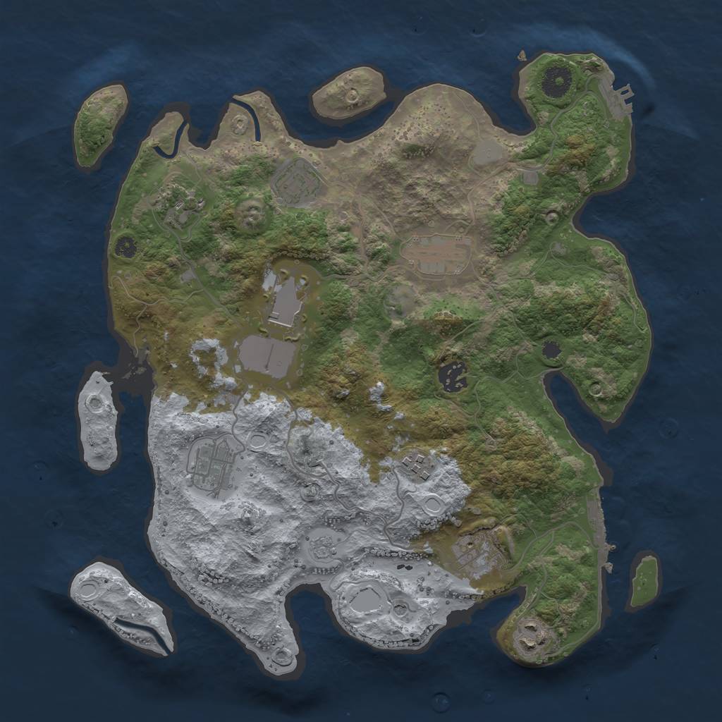 Rust Map: Procedural Map, Size: 3500, Seed: 263619127, 16 Monuments