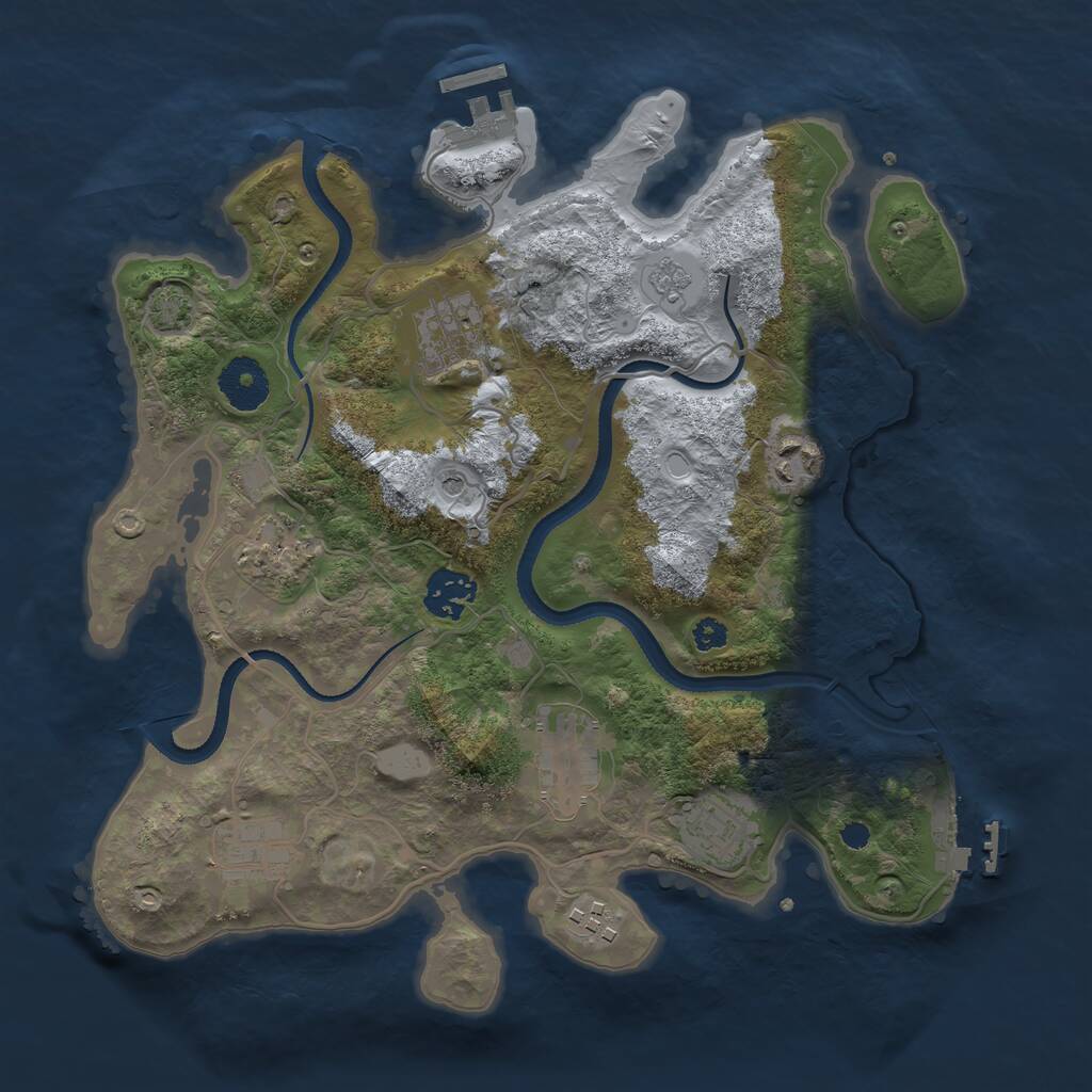 Rust Map: Procedural Map, Size: 3250, Seed: 1462990325, 14 Monuments