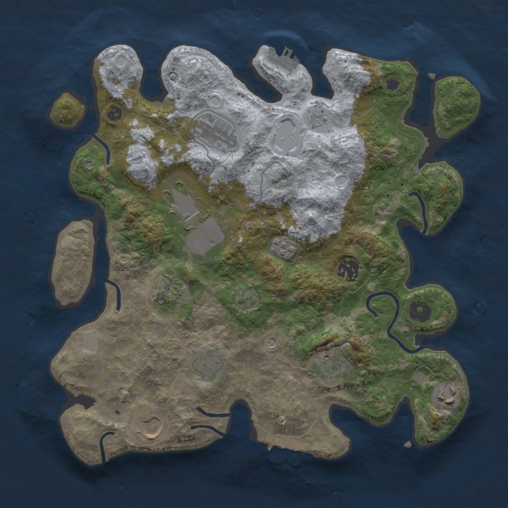 Rust Map: Procedural Map, Size: 3500, Seed: 389438058, 16 Monuments