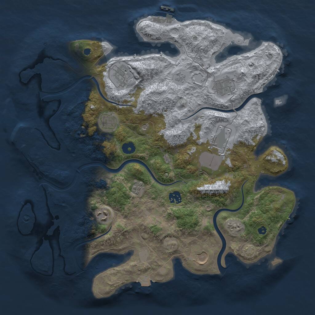 Rust Map: Procedural Map, Size: 3700, Seed: 164595769, 14 Monuments
