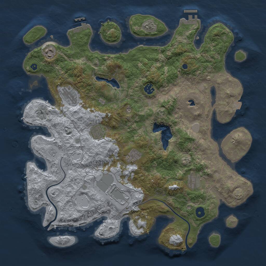 Rust Map: Procedural Map, Size: 4000, Seed: 733462608, 13 Monuments