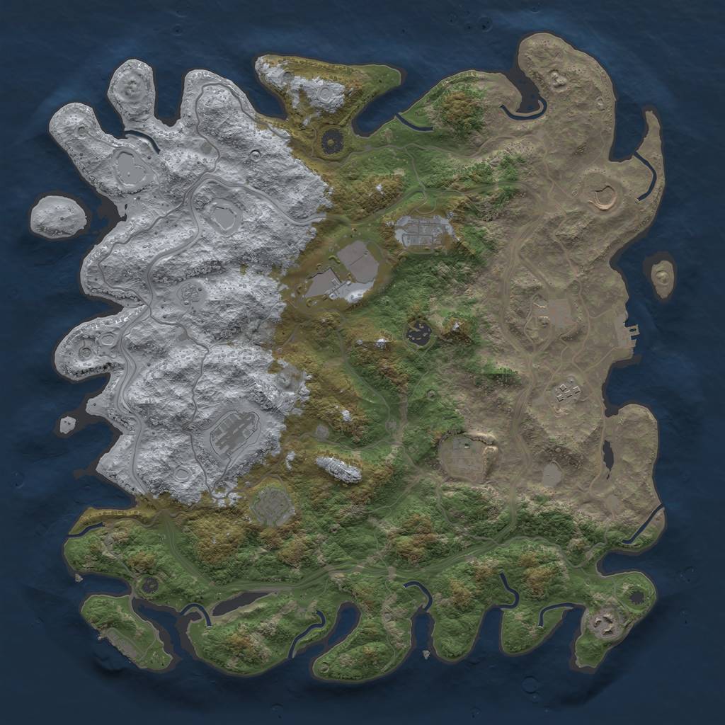 Rust Map: Procedural Map, Size: 4500, Seed: 1467453462, 17 Monuments