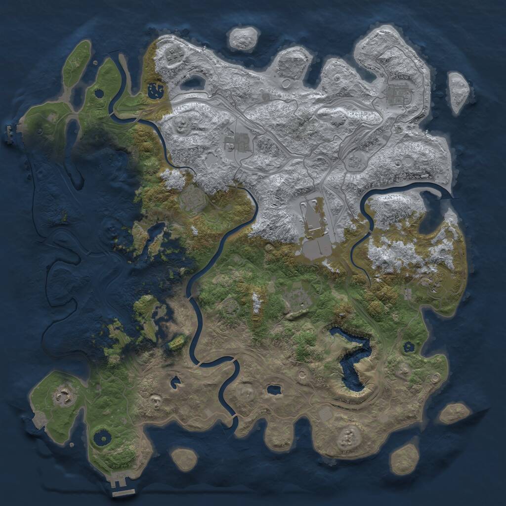 Rust Map: Procedural Map, Size: 4500, Seed: 967534263, 16 Monuments