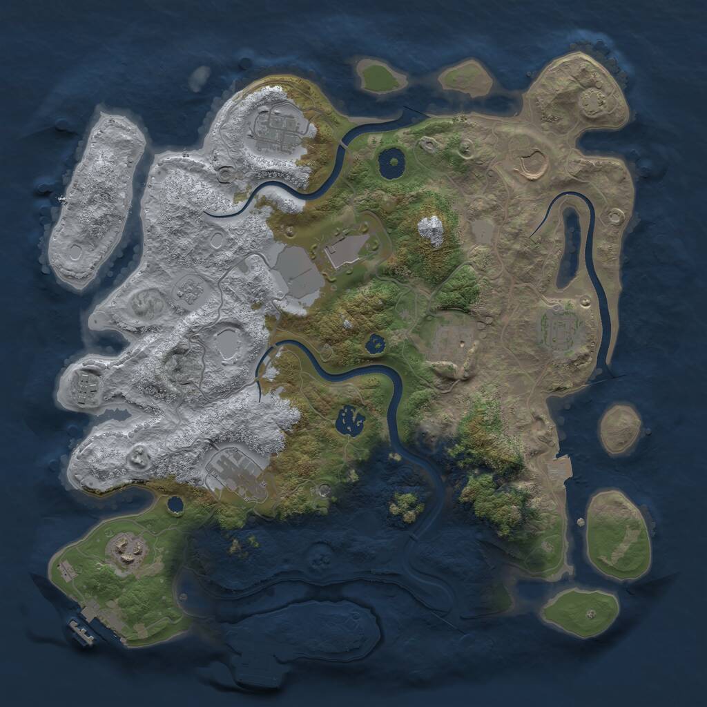 Rust Map: Procedural Map, Size: 3600, Seed: 623425710, 15 Monuments