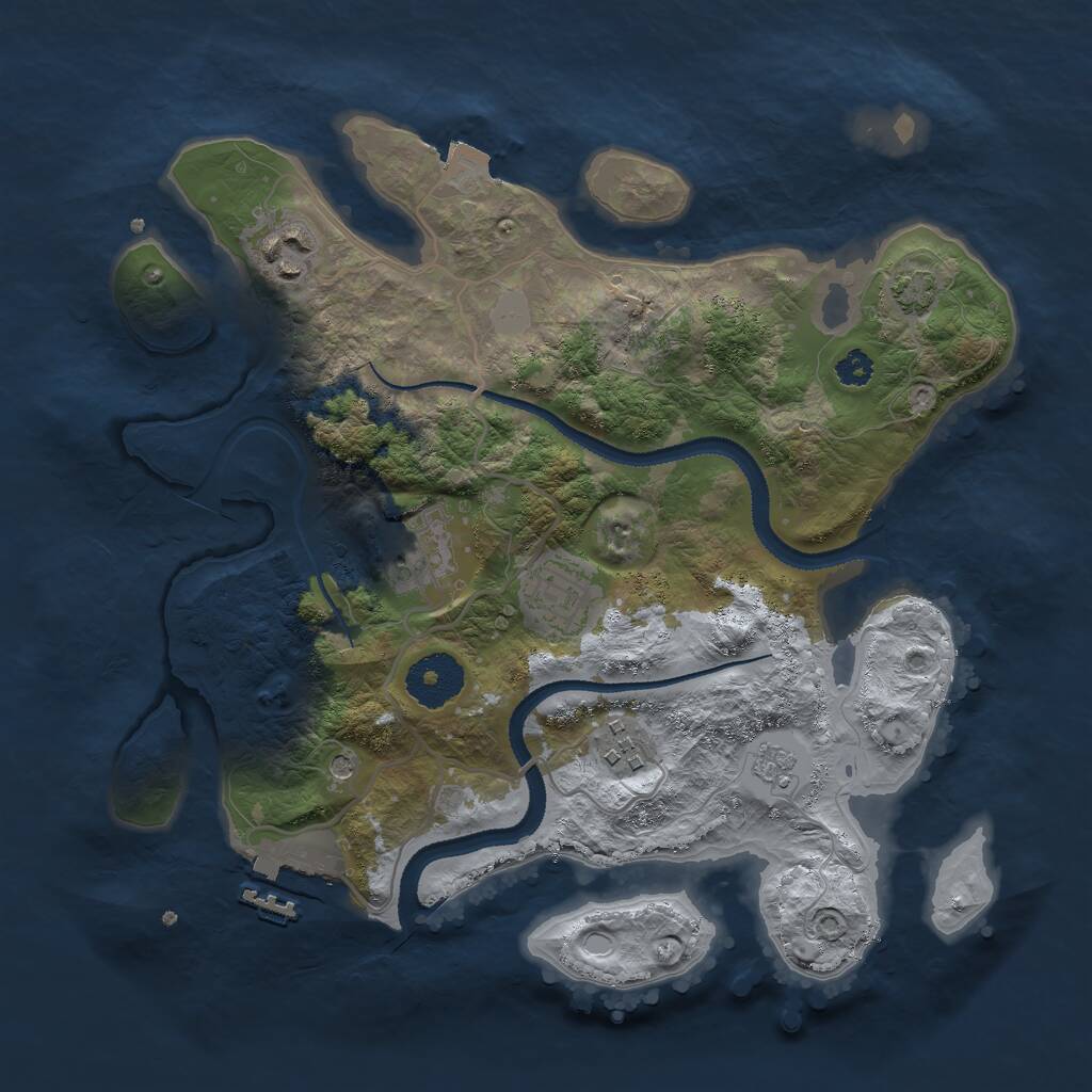 Rust Map: Procedural Map, Size: 3000, Seed: 48719071, 9 Monuments