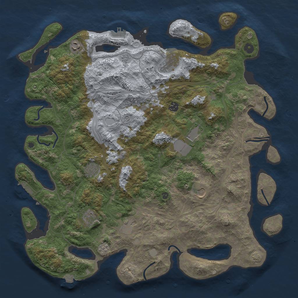 Rust Map: Procedural Map, Size: 4500, Seed: 101100648, 17 Monuments