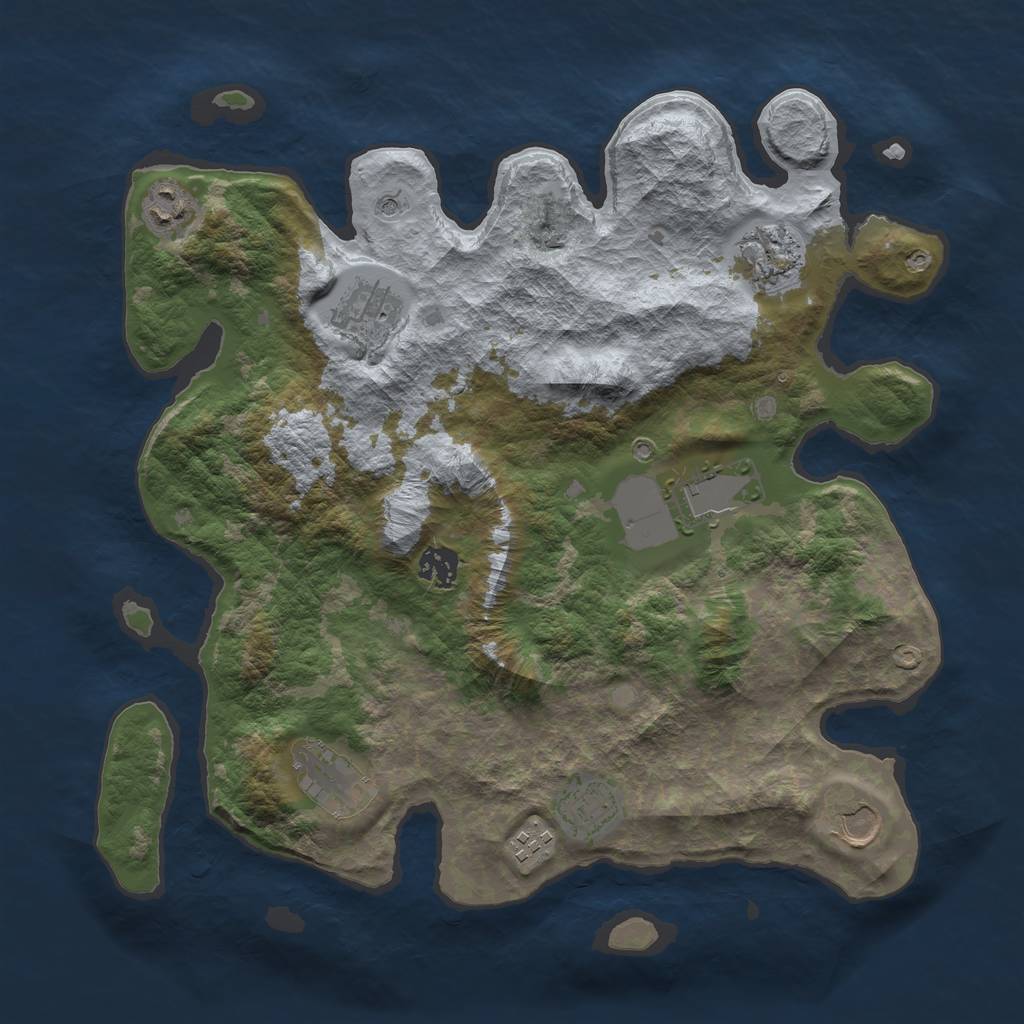 Rust Map: Barren, Size: 3700, Seed: 887358667, 12 Monuments