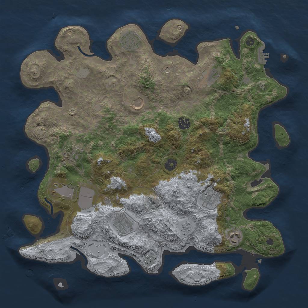 Rust Map: Procedural Map, Size: 3750, Seed: 215421, 17 Monuments