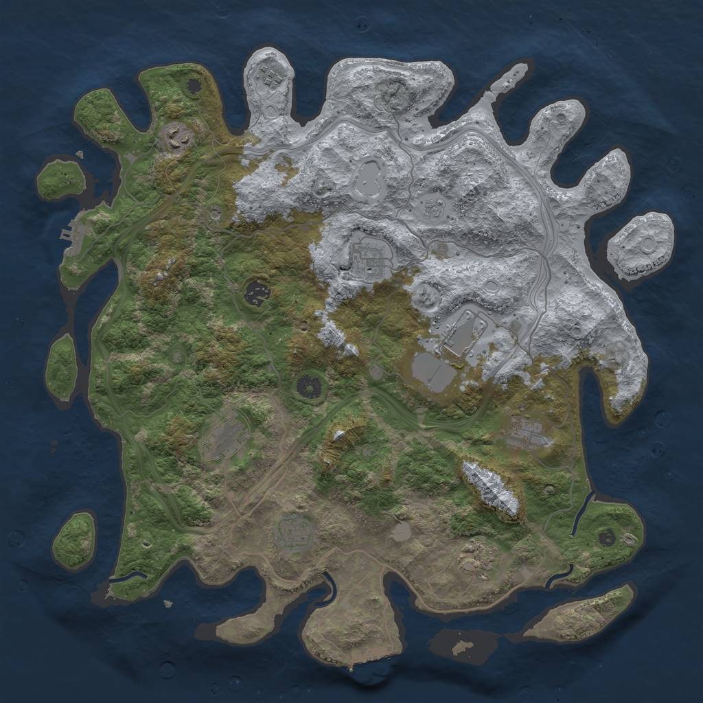 Rust Map: Procedural Map, Size: 4250, Seed: 1951916870, 16 Monuments