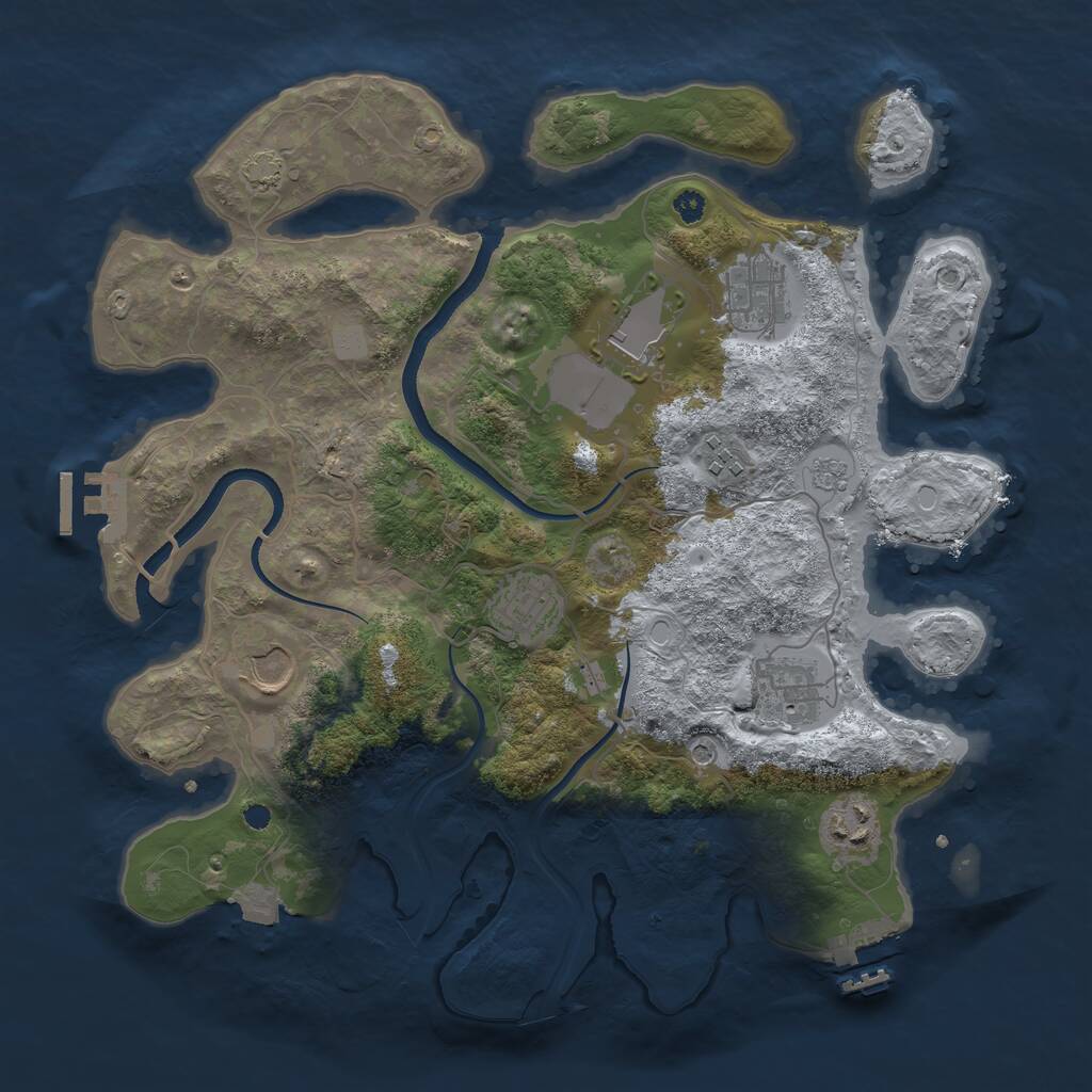 Rust Map: Procedural Map, Size: 3500, Seed: 158960375, 13 Monuments