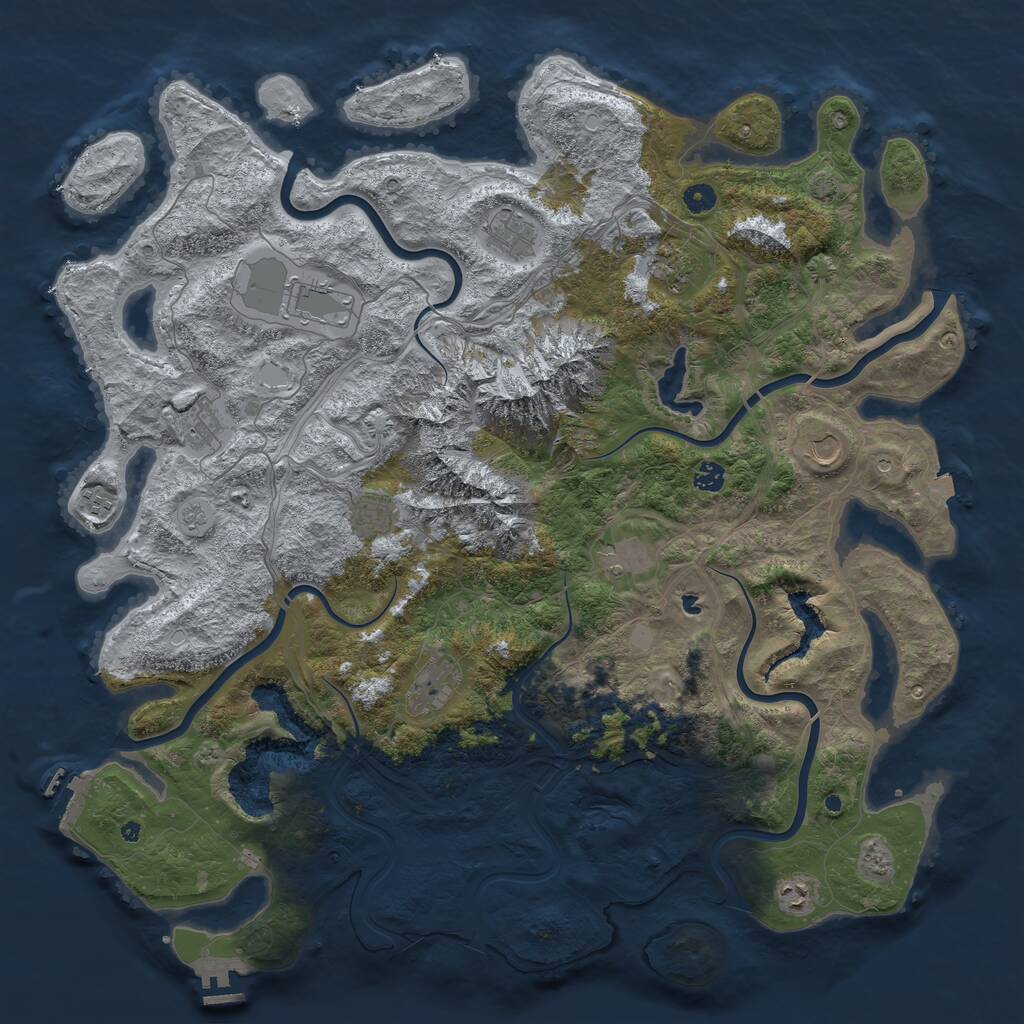 Rust Map: Procedural Map, Size: 5000, Seed: 1093722884, 17 Monuments