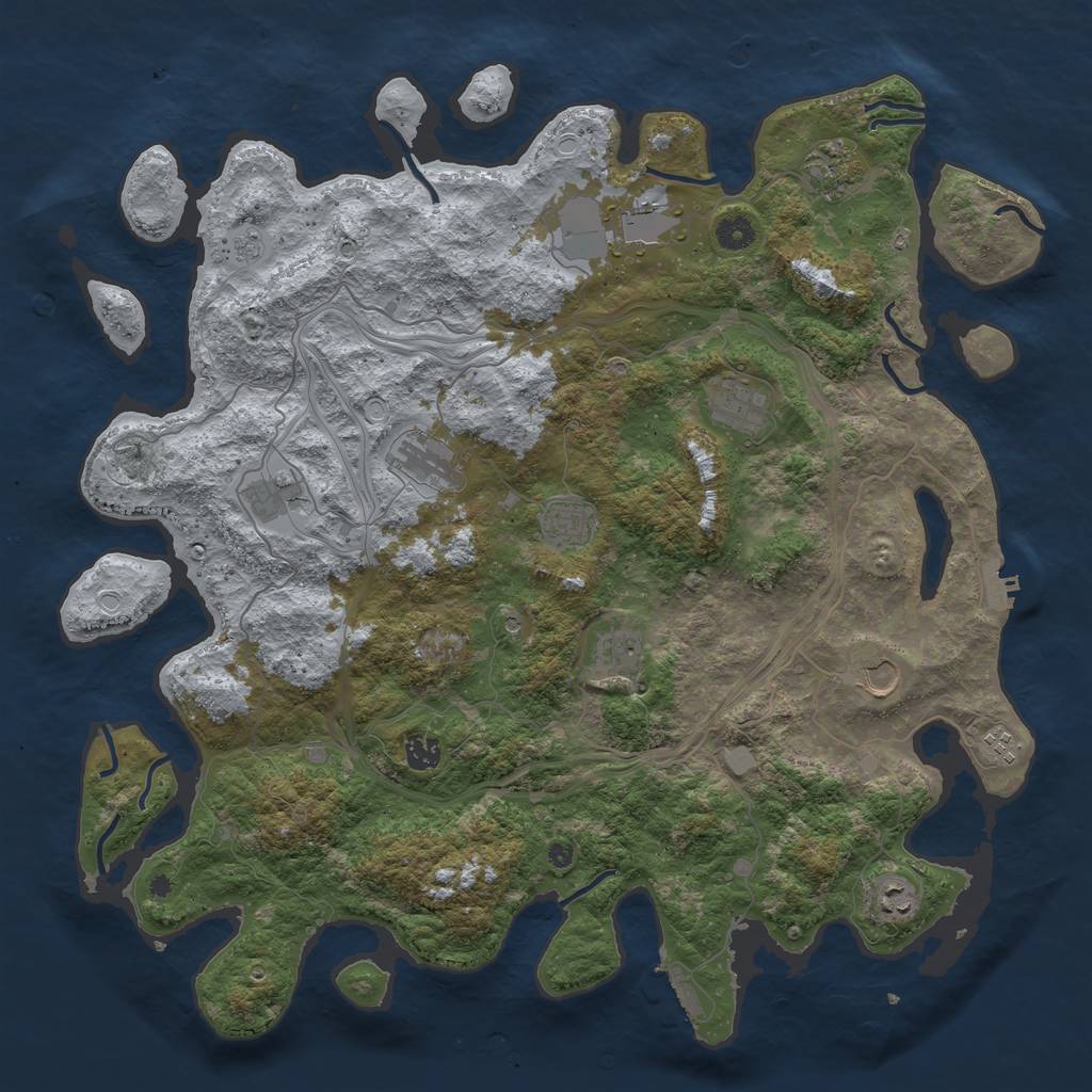Rust Map: Procedural Map, Size: 4500, Seed: 1448099750, 18 Monuments