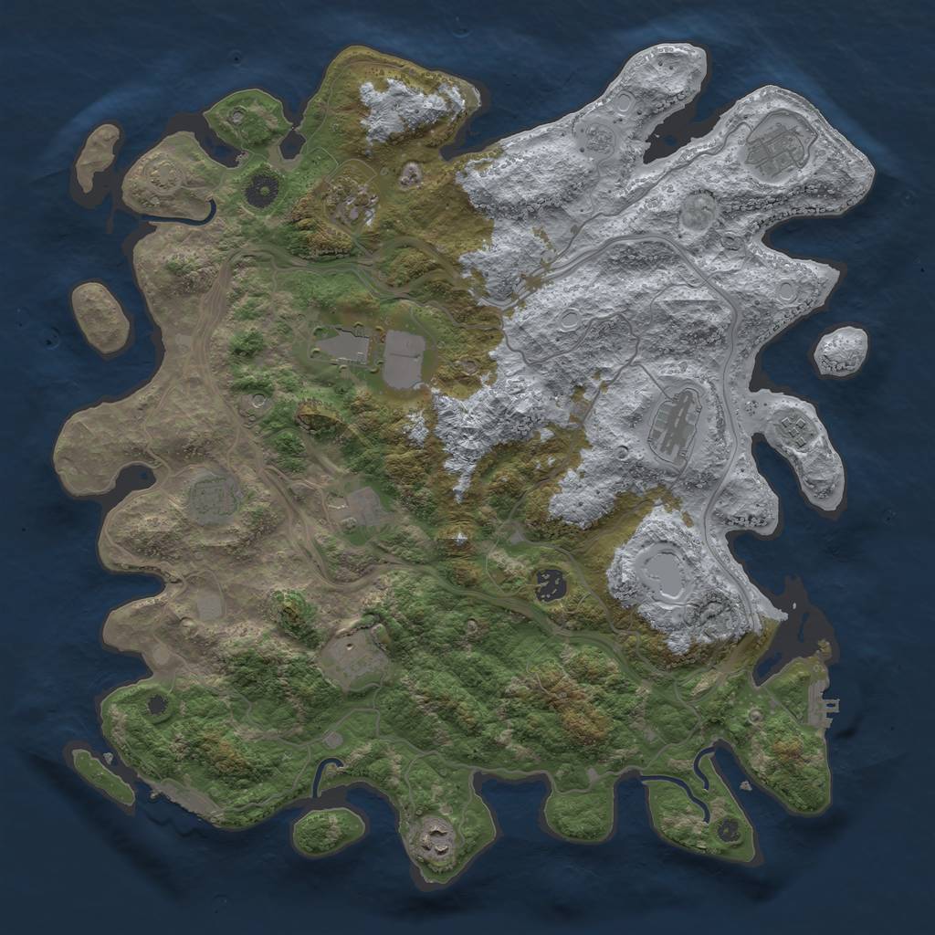 Rust Map: Procedural Map, Size: 4250, Seed: 74532134, 18 Monuments