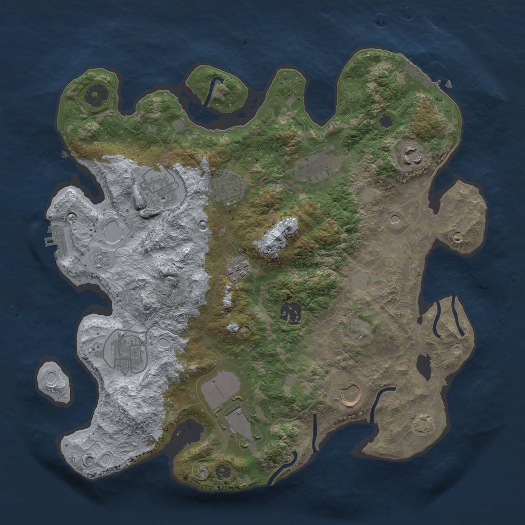 Rust Map: Procedural Map, Size: 3500, Seed: 1678098615, 17 Monuments