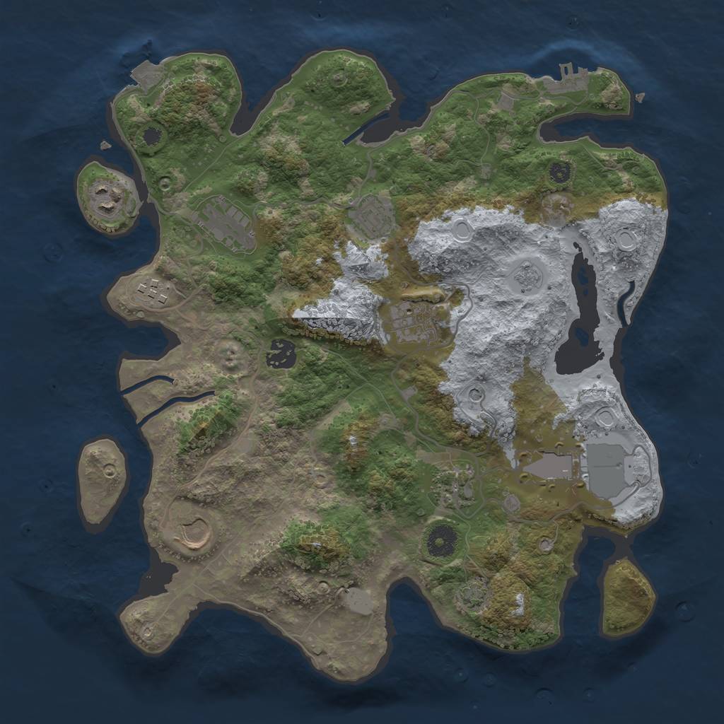 Rust Map: Procedural Map, Size: 3500, Seed: 242431085, 16 Monuments