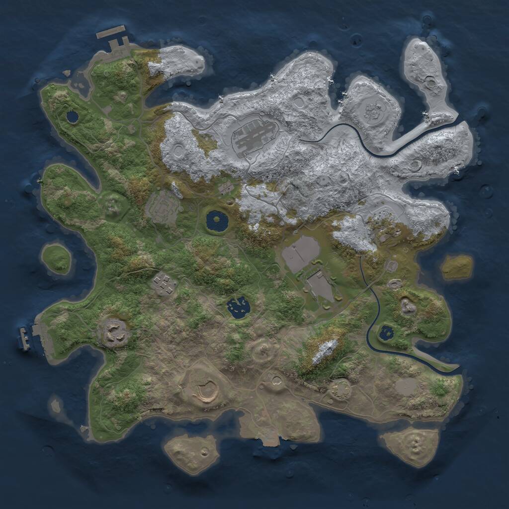 Rust Map: Procedural Map, Size: 3500, Seed: 1290953386, 14 Monuments