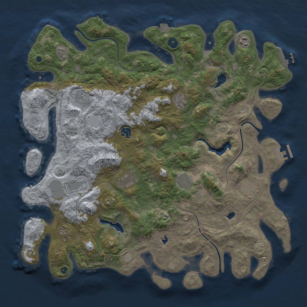 Rust Map: Procedural Map, Size: 4500, Seed: 245664610, 16 Monuments