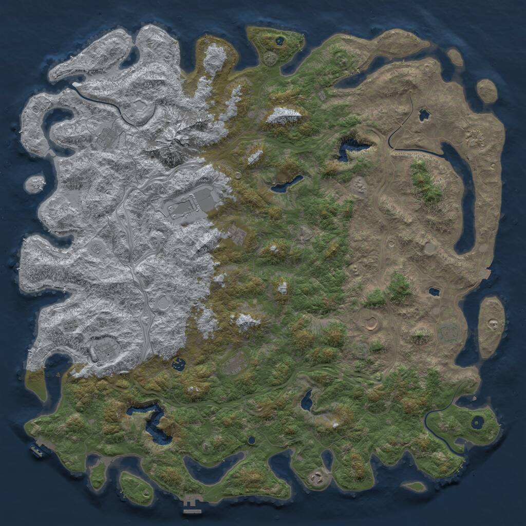 Rust Map: Procedural Map, Size: 6000, Seed: 507506025, 17 Monuments