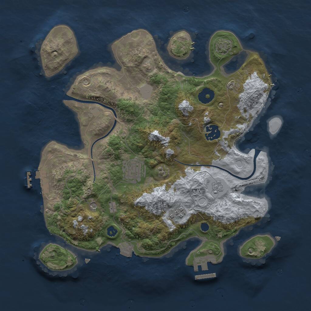 Rust Map: Procedural Map, Size: 3000, Seed: 93124, 9 Monuments