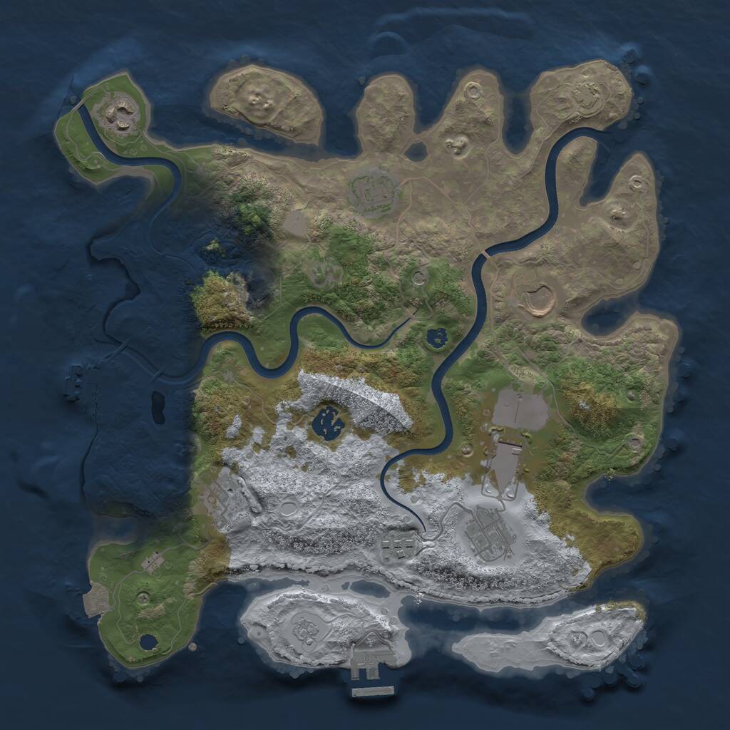 Rust Map: Procedural Map, Size: 3500, Seed: 6559412, 14 Monuments