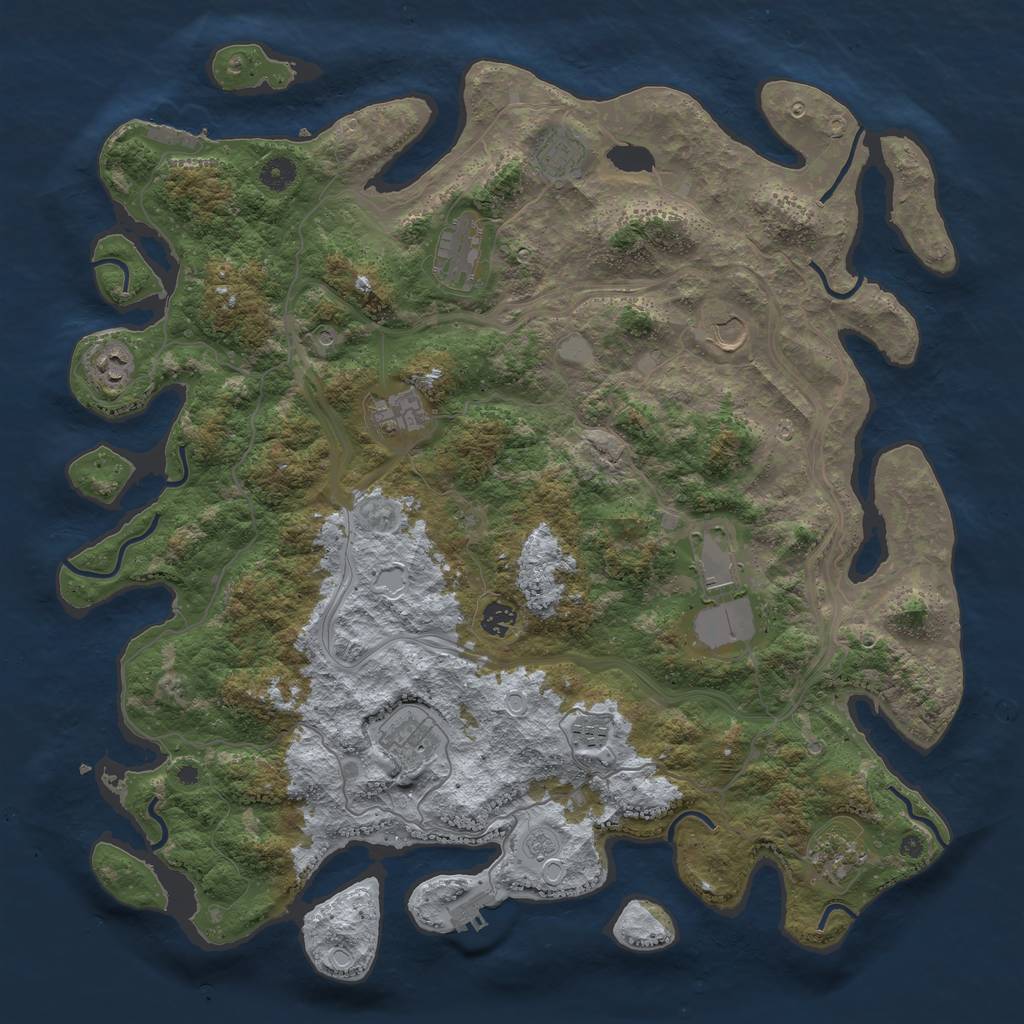 Rust Map: Procedural Map, Size: 4500, Seed: 565719674, 17 Monuments