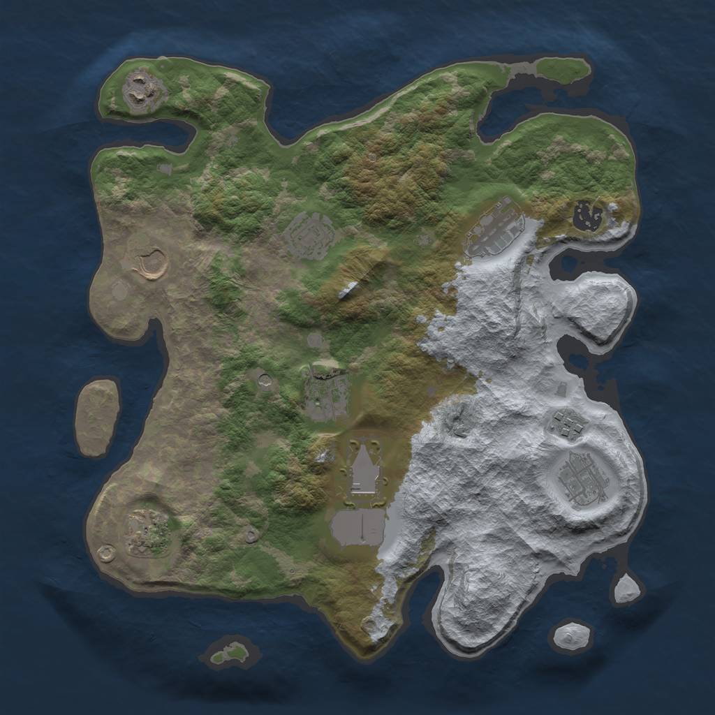 Rust Map: Barren, Size: 3500, Seed: 230407, 13 Monuments
